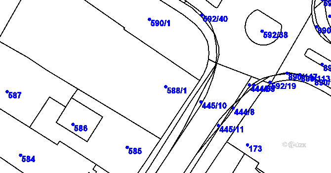 Parcela st. 588/1 v KÚ Křimice, Katastrální mapa