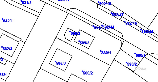 Parcela st. 589/2 v KÚ Křimice, Katastrální mapa