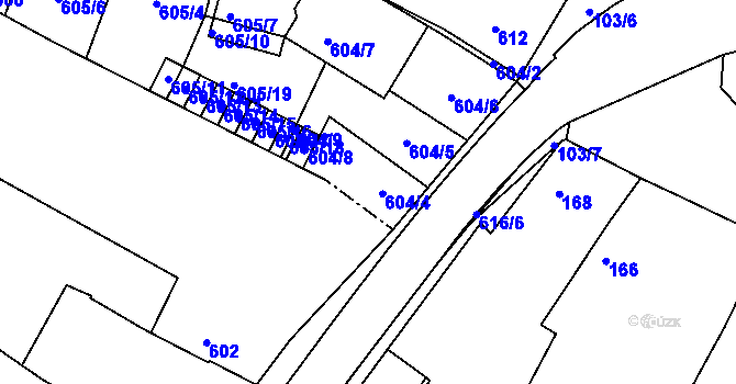 Parcela st. 604 v KÚ Křimice, Katastrální mapa