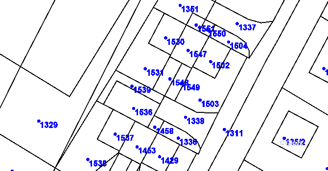 Parcela st. 654/49 v KÚ Křimice, Katastrální mapa