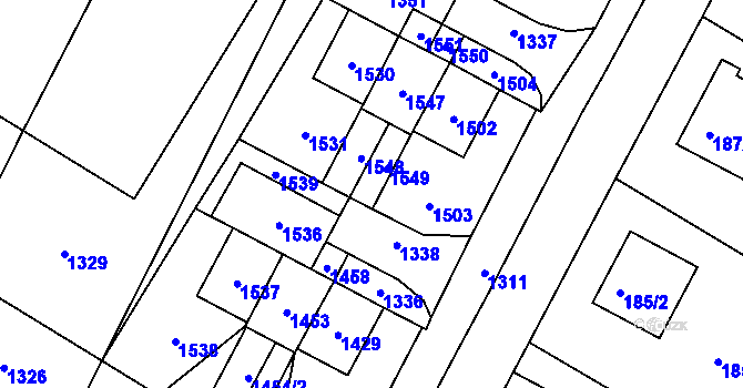Parcela st. 654/282 v KÚ Křimice, Katastrální mapa