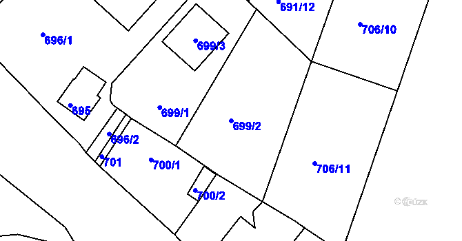 Parcela st. 699/2 v KÚ Křimice, Katastrální mapa