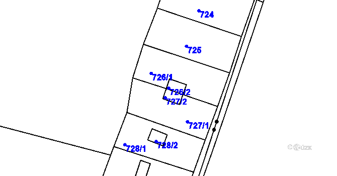 Parcela st. 726/2 v KÚ Křimice, Katastrální mapa