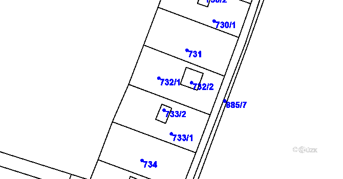 Parcela st. 732 v KÚ Křimice, Katastrální mapa