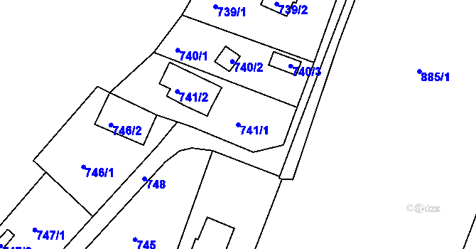 Parcela st. 741/1 v KÚ Křimice, Katastrální mapa