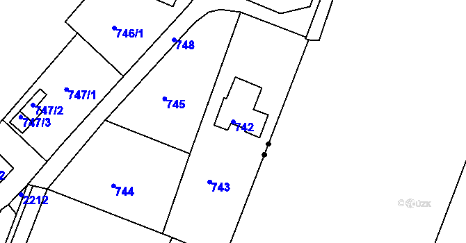 Parcela st. 742 v KÚ Křimice, Katastrální mapa