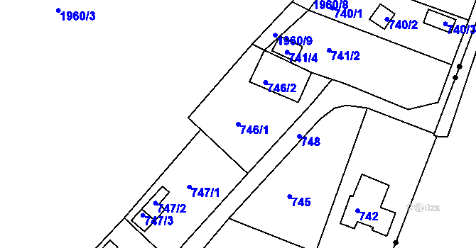 Parcela st. 746/1 v KÚ Křimice, Katastrální mapa