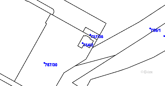 Parcela st. 754/2 v KÚ Křimice, Katastrální mapa