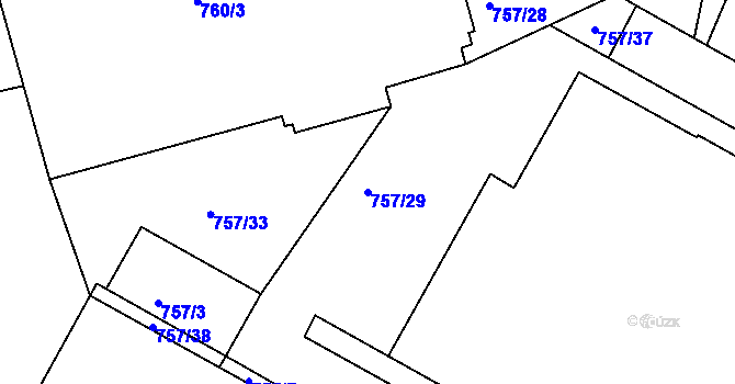 Parcela st. 757/29 v KÚ Křimice, Katastrální mapa