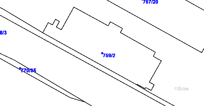 Parcela st. 759/2 v KÚ Křimice, Katastrální mapa