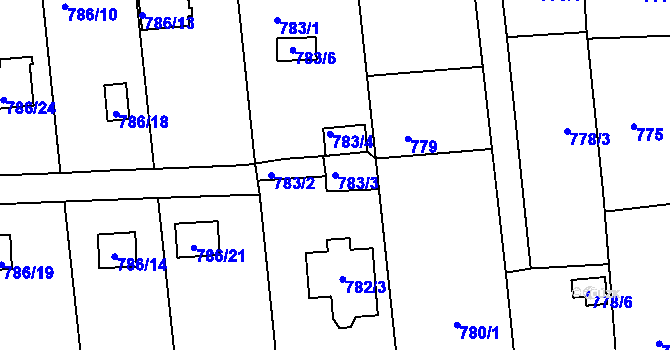 Parcela st. 783/3 v KÚ Křimice, Katastrální mapa