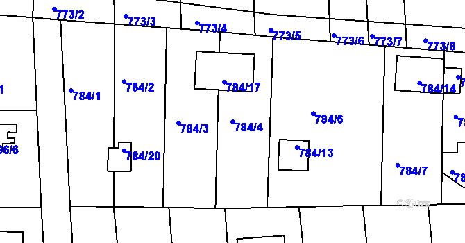 Parcela st. 784/4 v KÚ Křimice, Katastrální mapa