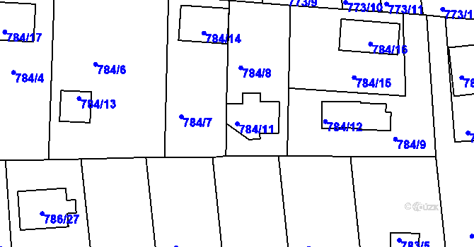 Parcela st. 784/11 v KÚ Křimice, Katastrální mapa