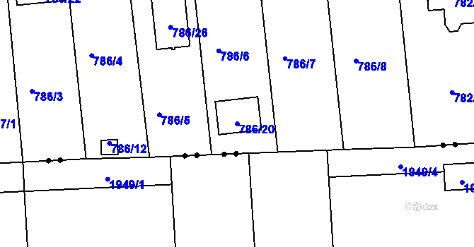 Parcela st. 786/20 v KÚ Křimice, Katastrální mapa