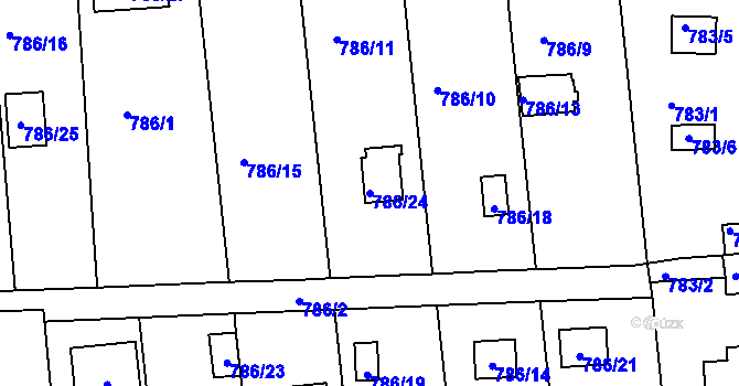 Parcela st. 786/24 v KÚ Křimice, Katastrální mapa