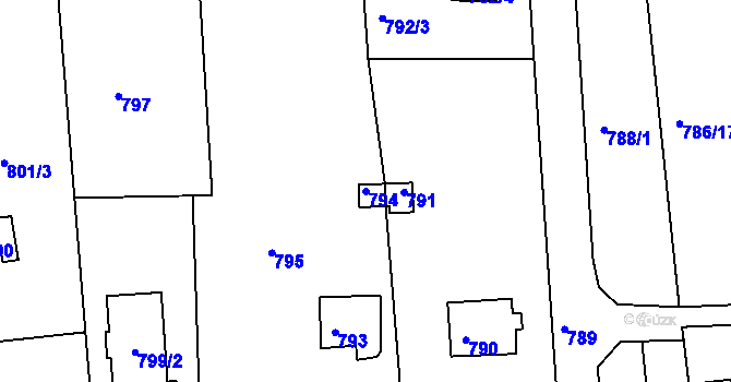 Parcela st. 794 v KÚ Křimice, Katastrální mapa