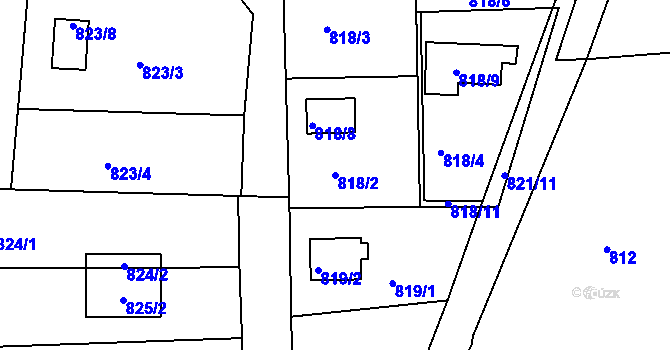 Parcela st. 818/2 v KÚ Křimice, Katastrální mapa