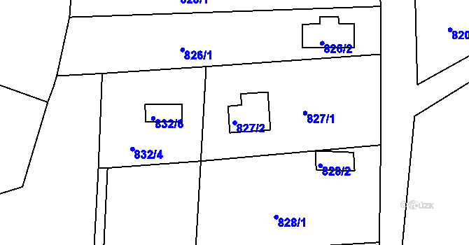 Parcela st. 827/2 v KÚ Křimice, Katastrální mapa