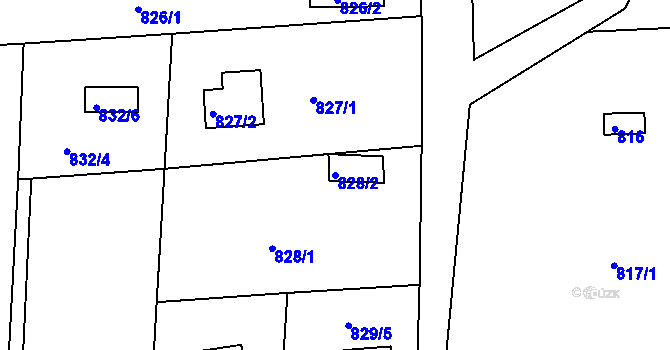 Parcela st. 828/2 v KÚ Křimice, Katastrální mapa