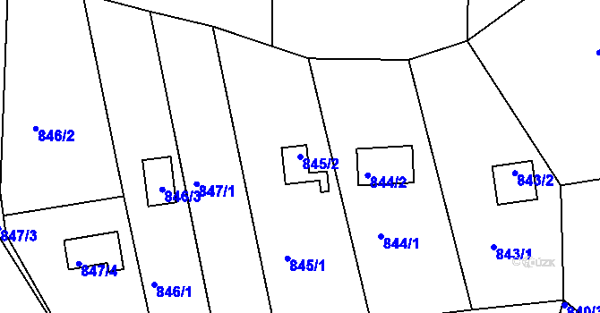 Parcela st. 845/2 v KÚ Křimice, Katastrální mapa