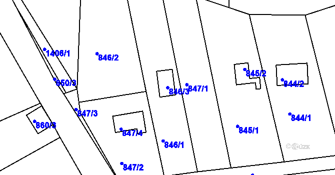 Parcela st. 846/3 v KÚ Křimice, Katastrální mapa