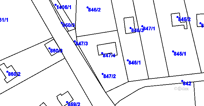 Parcela st. 847/4 v KÚ Křimice, Katastrální mapa