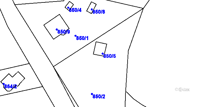 Parcela st. 850/5 v KÚ Křimice, Katastrální mapa