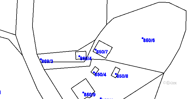 Parcela st. 850/7 v KÚ Křimice, Katastrální mapa