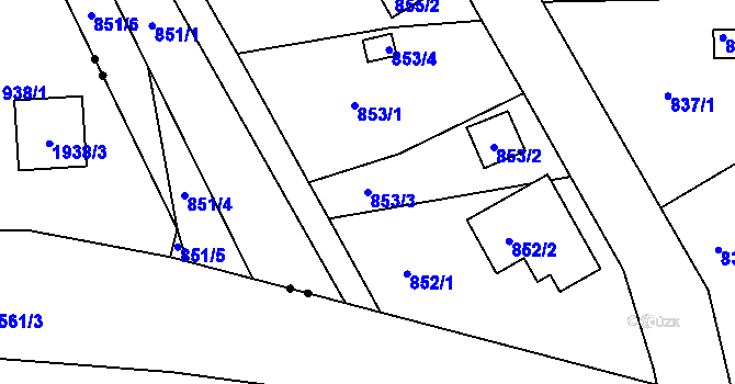 Parcela st. 853/3 v KÚ Křimice, Katastrální mapa