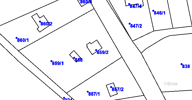 Parcela st. 859/2 v KÚ Křimice, Katastrální mapa