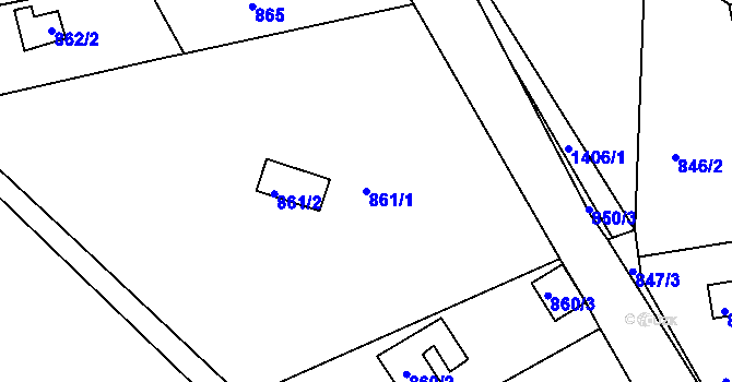 Parcela st. 861/1 v KÚ Křimice, Katastrální mapa