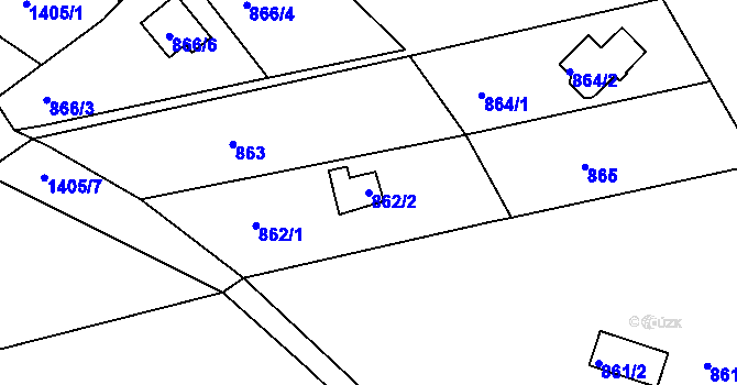 Parcela st. 862/2 v KÚ Křimice, Katastrální mapa