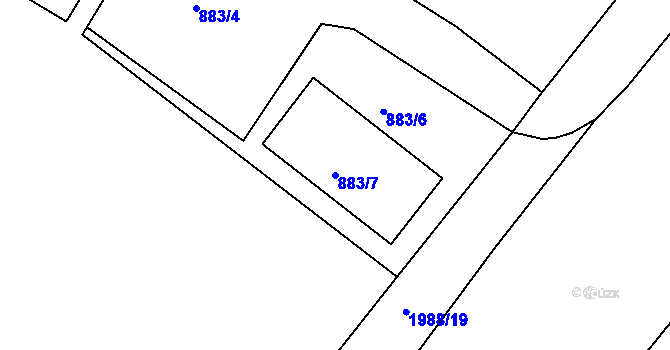 Parcela st. 883/7 v KÚ Křimice, Katastrální mapa