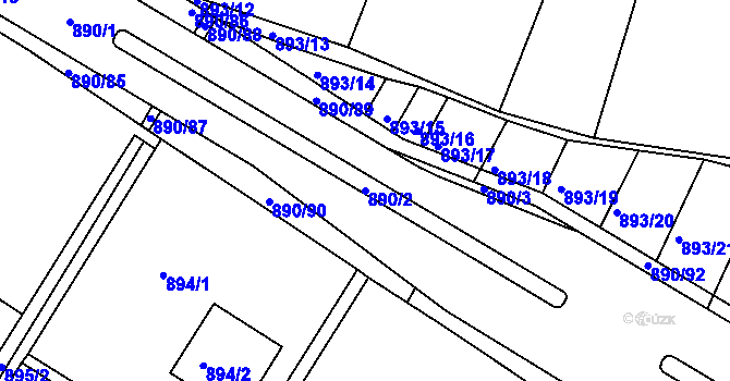 Parcela st. 890/2 v KÚ Křimice, Katastrální mapa