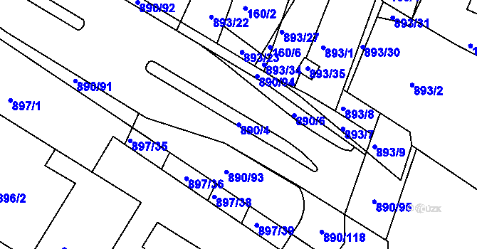 Parcela st. 890/4 v KÚ Křimice, Katastrální mapa