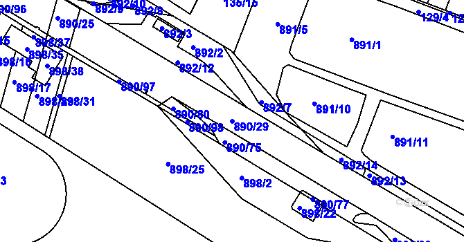 Parcela st. 890/29 v KÚ Křimice, Katastrální mapa
