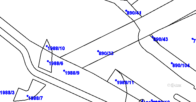 Parcela st. 890/33 v KÚ Křimice, Katastrální mapa