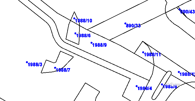 Parcela st. 890/42 v KÚ Křimice, Katastrální mapa