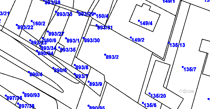 Parcela st. 893/2 v KÚ Křimice, Katastrální mapa