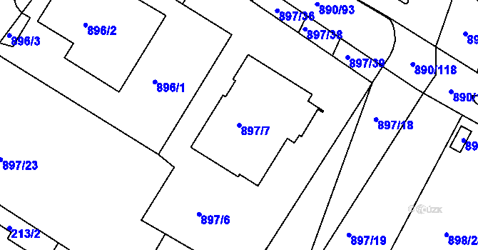 Parcela st. 897/7 v KÚ Křimice, Katastrální mapa
