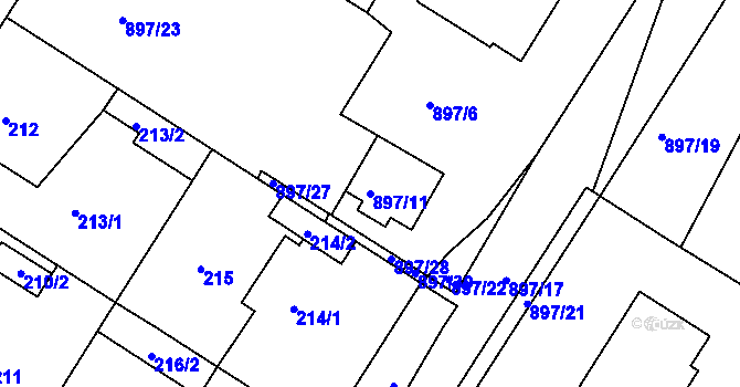 Parcela st. 897/11 v KÚ Křimice, Katastrální mapa