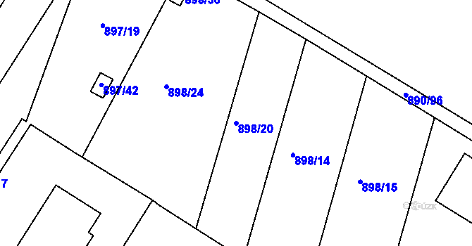 Parcela st. 898/20 v KÚ Křimice, Katastrální mapa