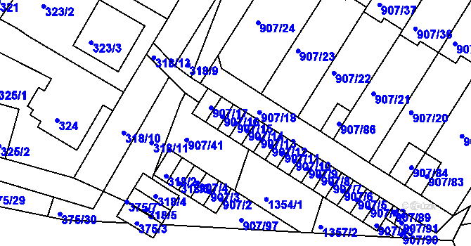 Parcela st. 907/15 v KÚ Křimice, Katastrální mapa