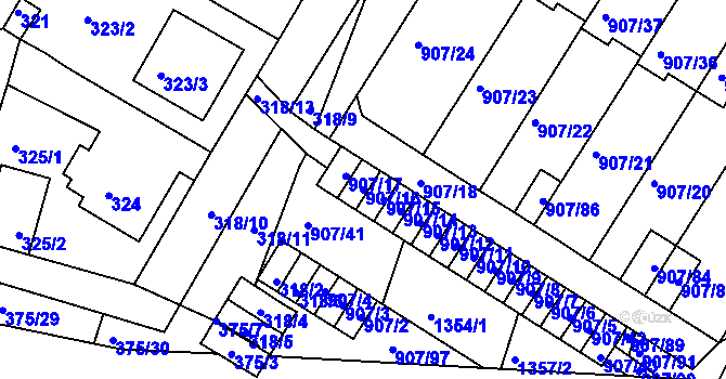 Parcela st. 907/16 v KÚ Křimice, Katastrální mapa