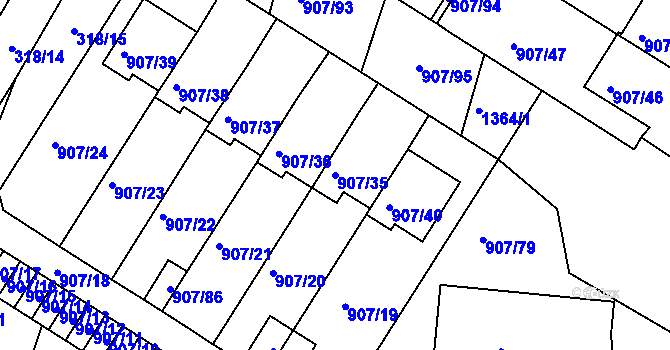 Parcela st. 907/35 v KÚ Křimice, Katastrální mapa