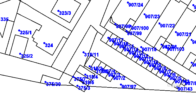 Parcela st. 907/41 v KÚ Křimice, Katastrální mapa