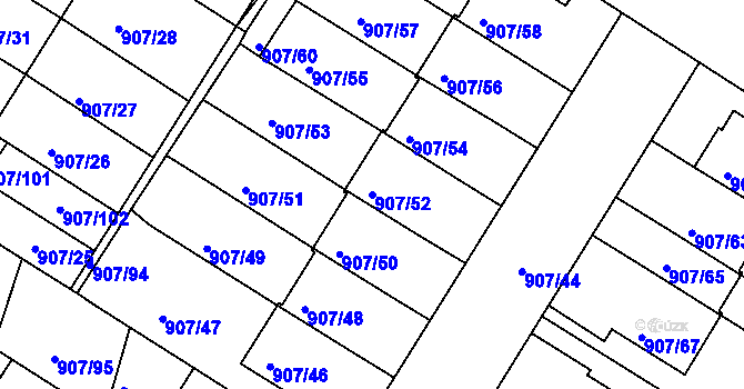 Parcela st. 907/52 v KÚ Křimice, Katastrální mapa