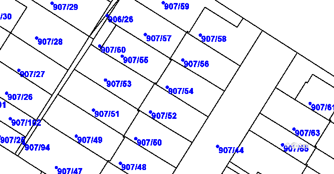 Parcela st. 907/54 v KÚ Křimice, Katastrální mapa