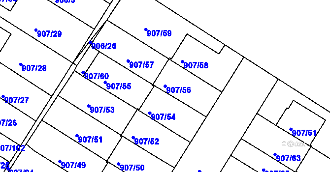Parcela st. 907/56 v KÚ Křimice, Katastrální mapa