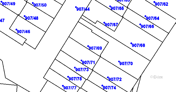Parcela st. 907/69 v KÚ Křimice, Katastrální mapa